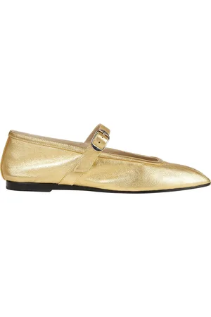 Le Monde Beryl Schoenen, Dames, Geel, 42 EU, Gouden Leren Mary Jane Ballet Flats