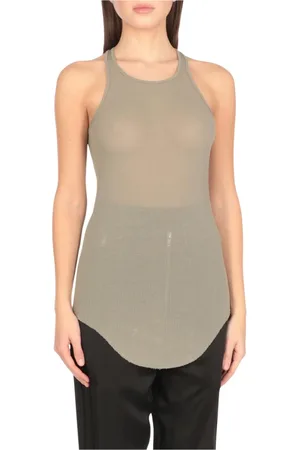 Rick Owens Truien, Dames, Groen, 2Xs, Geribbelde Racerback Tanktop