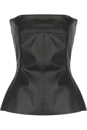Rick Owens Tops, Dames, Zwart, M, Leer, Zwarte Asymmetrische Drapetop