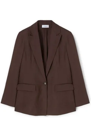 Motivi Jassen, Dames, Bruin, XL, Katoen, Enkellange blazer met martingaal