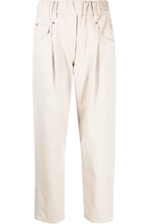 Brunello Cucinelli Broeken, Dames, , S, Katoen, Crème Witte Straight-Leg Broek