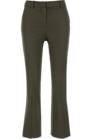 PT Torino Broeken, Dames, Groen, S, Olijfgroene stretch viscose broek