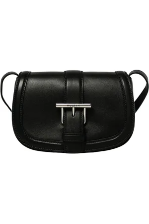 Alexander McQueen Tassen, Dames, Zwart, ONE Size, Zwarte Leren Crossbody Tas