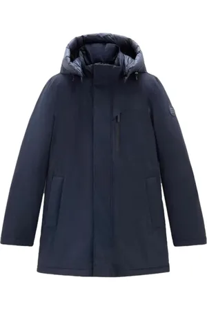 Woolrich Mantels, Heren, Blauw, 3Xl, Nylon, Mountain Parka van Stretch Nylon