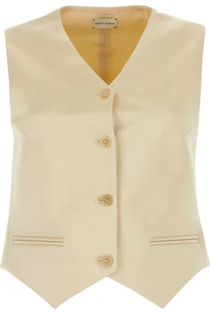 MAGDA BUTRYM Jassen, Dames, Geel, 2Xs, Katoen, Crème Katoenmix Vest voor Vrouwen