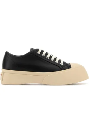 Marni Schoenen, Dames, Zwart, 37 EU, Zwarte leren Pablo sneakers