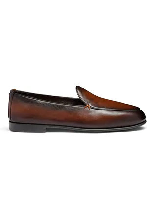 santoni Schoenen, Heren, Bruin, 42 1/2 EU, Leer, Leren instapper voor heren