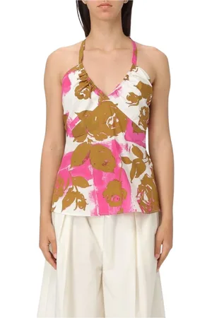Liu Jo Tops, Dames, Veelkleurig, M, Katoen, Roze Gerimpelde Blouse Stijlvol Ontwerp