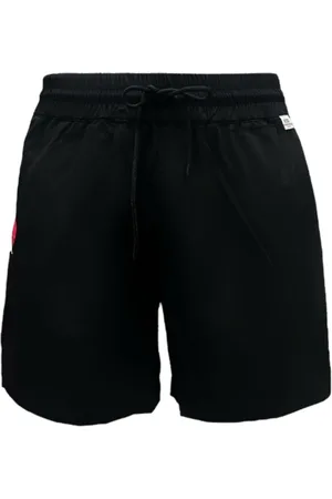 GCDS Badkleding, Heren, Zwart, M, Polyester, Zwarte Logo Lounge Boxer Zwemkleding