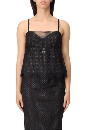 ANIYE BY Tops, Dames, Blauw, M, Blauwe Mouwloze V-hals Top