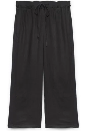 Fiorella rubino Broeken, Dames, Zwart, 5Xl, Linnen, Broek in linnen en jersey met veters