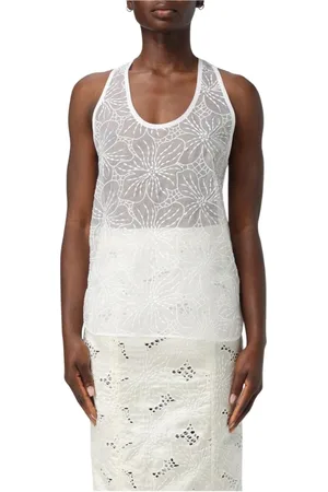 GENNY Tops, Dames, Wit, M, Stijlvolle V-hals Mouwloze Top