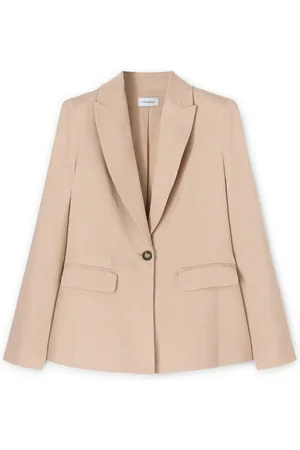 Motivi Jassen, Dames, , XS, Linnen, Linnen blend blazer met enkele rij knopen
