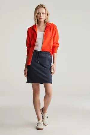 GANT Rokken, Dames, Blauw, L, Katoen, ROK REG Shield Blauw Avond