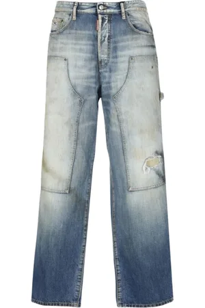 Dsquared2 Jeans, Heren, Blauw, S, Klassieke Blauwe Slim-Fit Jeans met Distressed Details