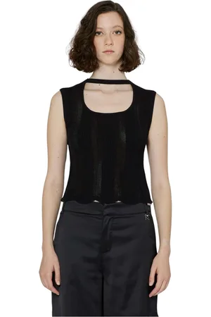 John Richmond Tops, Dames, Zwart, S, Nylon, Top effetto forato