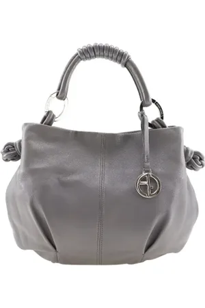 Emporio Armani Pre-owned, Dames, Grijs, ONE Size, Leer, Tweedehands leren schoudertassen