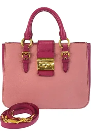 Miu Miu Pre-owned, Dames, Roze, ONE Size, Leer, Tweedehands leren handtassen