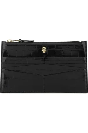 Alexander McQueen Tassen, Dames, Zwart, ONE Size, Zwarte Leren Beauty Cases Pouch