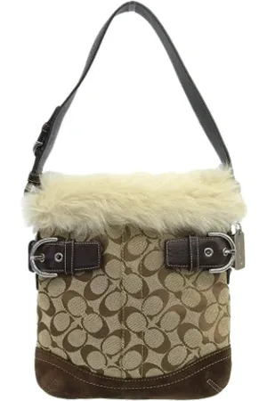 Coach Pre-owned, Dames, Bruin, ONE Size, Leer, Pre-owned Canvas shoulder-bags