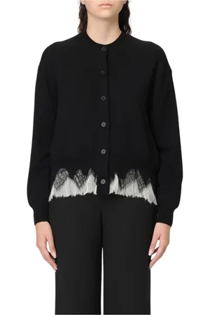 Alexander McQueen Truien, Dames, Zwart, S, Kasjmier, Zwarte Kasjmiermix Ribtrui