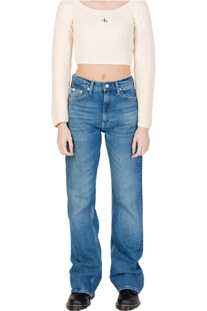 Calvin Klein Jeans, Dames, Blauw, W32 L32, Katoen, Blauwe Jeans met Rits Sluiting
