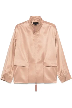 Giorgio Armani Jassen, Dames, Bruin, 2Xs, Lichtbruine Jas met Ritssluiting
