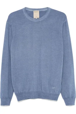 Woolrich Truien, Heren, Blauw, 2Xl, Wol, Blauw Gewassen Crewneck Trui