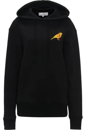 J.W.Anderson Sweatshirts & Hoodies, Dames, Zwart, XS, Katoen, Hoodie-sweater met geborduurd logo