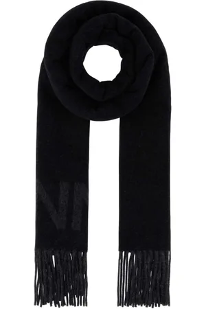 Ganni Accessoires, Dames, Zwart, ONE Size, Wol, Geborduurde wollen sjaalcollectie