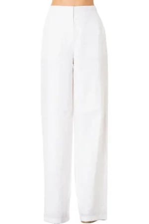 Max Mara Broeken, Dames, Wit, M, Linnen, Witte Linnen Palazzo Broek