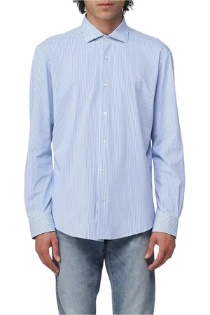 Brian Dales Overhemden, Heren, Blauw, M, Katoen, Blauw Gestreept Formeel Overhemd