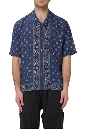 Palm Angels Overhemden, Heren, Blauw, M, Navy Paisley Print Overhemd