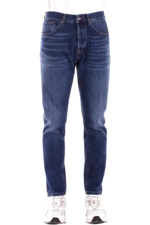 Dondup Jeans, Heren, Blauw, W32, Katoen, Blauwe Logo Jeans Regular Fit