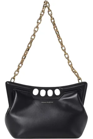 Alexander McQueen Tassen, Dames, Zwart, ONE Size, Leer, Zwarte Leren Schoudertas Ketting