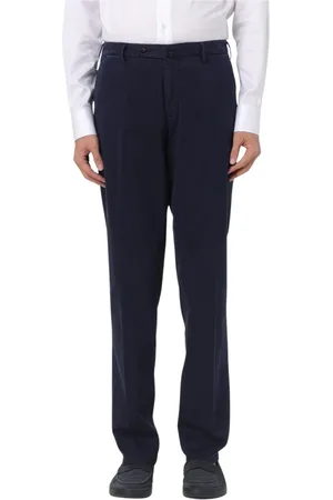 LUIGI BIANCHI MANTOVA Broeken, Heren, Blauw, L, Katoen, Blauwe Katoenen Broek Stijlvol Comfortabel