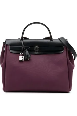 Hermès Pre-owned, Dames, Paars, ONE Size, Leer, Tweedehands Canvas handtassen