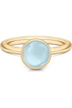 Julie Sandlau Accessoires, Dames, Geel, 48 MM, Satijn, Melkachtige Aqua Kristal Gouden Ring