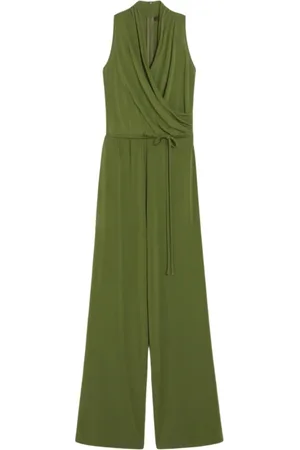 Max Mara Jumpsuits & Playsuits, Dames, Groen, M, Groene gedrapeerde jumpsuit Genzana stijl