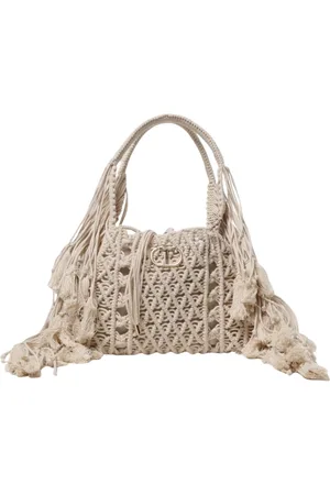 Twin-Set Tassen, Dames, , ONE Size, Katoen, Elegante Macramé Schoudertas met Kwastjes