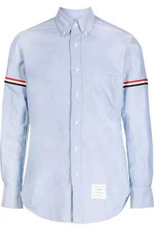 Thom Browne Overhemden, Heren, Blauw, S, Katoen, Klassieke Blauwe Knoopsluiting Shirt
