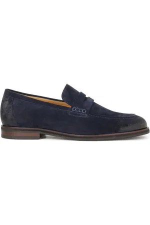 Kazar Schoenen, Heren, Blauw, 46 EU, Suède, Marineblauwe loafers in geschuurd suède