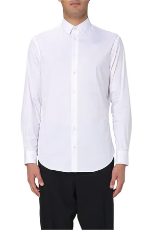 Giorgio Armani Overhemden, Heren, Wit, L, Katoen, Wit Overhemd Lange Mouwen