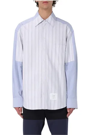 Thom Browne Overhemden, Heren, Veelkleurig, S, Katoen, Gestreepte Poplin Overhemd