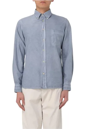 ELEVENTY Overhemden, Heren, Blauw, S, Katoen, Blauw Overhemd met Lange Mouwen voor Mannen
