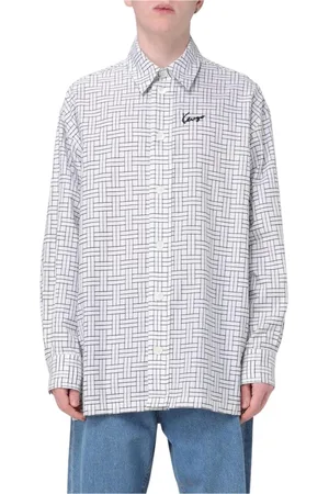 Kenzo Overhemden, Heren, Wit, L, Katoen, Geruit Patroon Shirt voor Mannen