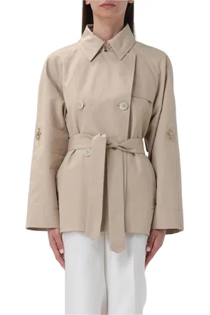 FAY Mantels, Dames, , XL, Katoen, Zwarte Trenchcoat Moderne Elegantie