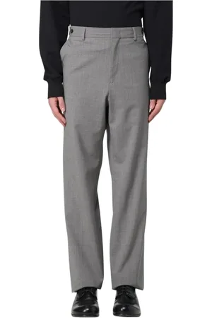 Msgm Broeken, Heren, Grijs, L, Wol, Stijlvolle Grijze Wollen Broek