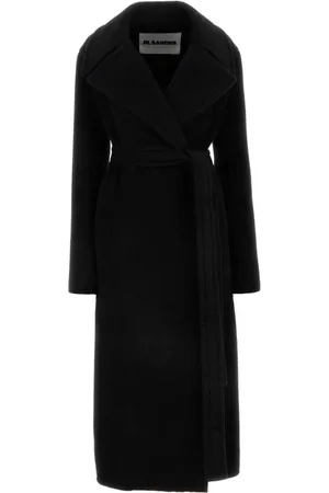 Jil Sander Mantels, Dames, Zwart, S, Zwarte Llama Blend Jas