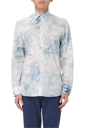 Etro Overhemden, Heren, Blauw, 2Xl, Katoen, Tropisch Katoenen Overhemd voor Moderne Man